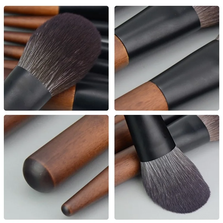 12Pcs Portable Makeup Brush Set Mini Cosmetic Brush Kit for Foundation Powder Lipstick Highlight Eyeshadow - Style A