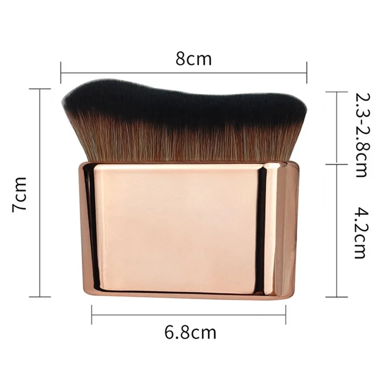 Cepillo de maquillaje de pelo suave con mango chapado en electroplata para base líquida, crema y polvo, color oro rosa