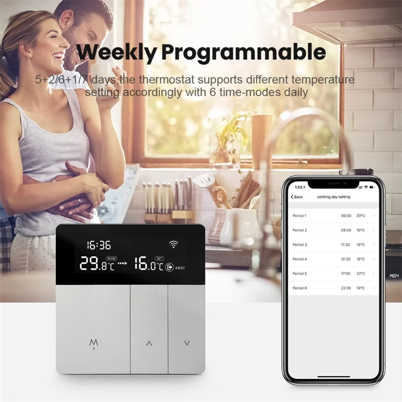 AVTTO WT50 3A WiFi Smart Thermostat LCD Temperature Controller APP Remote Control Work with Alexa Google Home - Water Heating