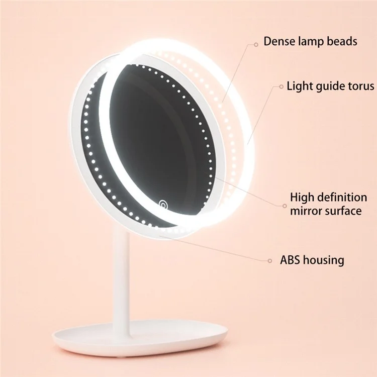 XIAOMIYOUPIN JORDAN&JUDY NV543 Miroir de Maquillage HD de 8 pouces avec Éclairage LED Rempli de 3 Couleurs et Variateur - Blanc