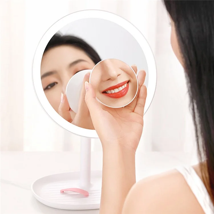 XIAOMIYOUPIN JORDAN&JUDY NV543 Miroir de Maquillage HD de 8 pouces avec Éclairage LED Rempli de 3 Couleurs et Variateur - Blanc