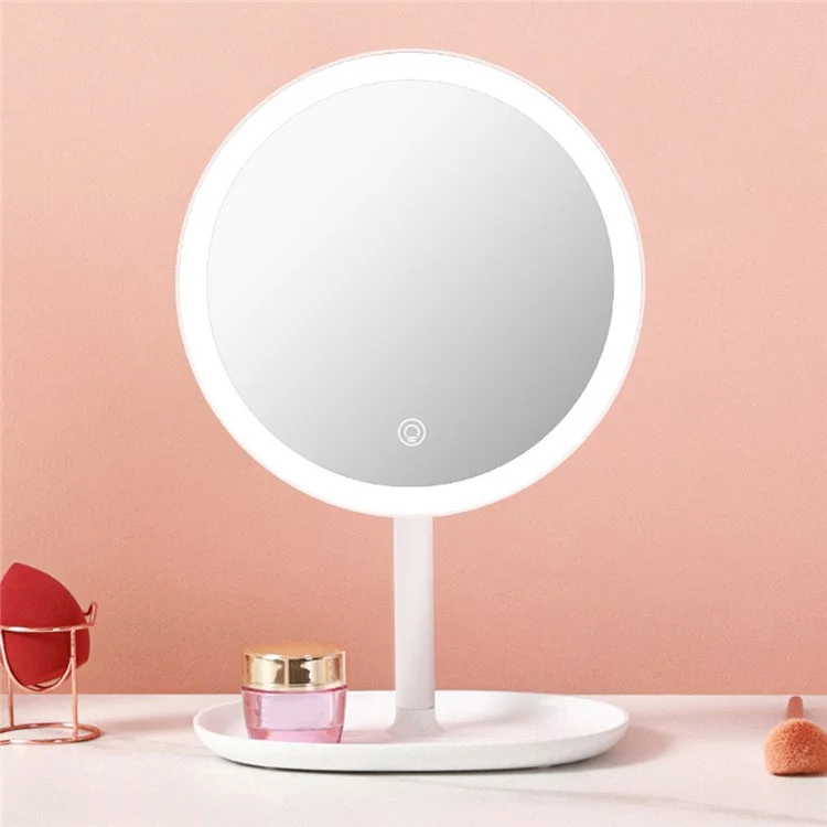 XIAOMIYOUPIN JORDAN&JUDY NV543 Miroir de Maquillage HD de 8 pouces avec Éclairage LED Rempli de 3 Couleurs et Variateur - Blanc
