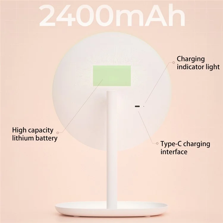 XIAOMIYOUPIN JORDAN&JUDY NV543 Miroir de Maquillage HD de 8 pouces avec Éclairage LED Rempli de 3 Couleurs et Variateur - Blanc