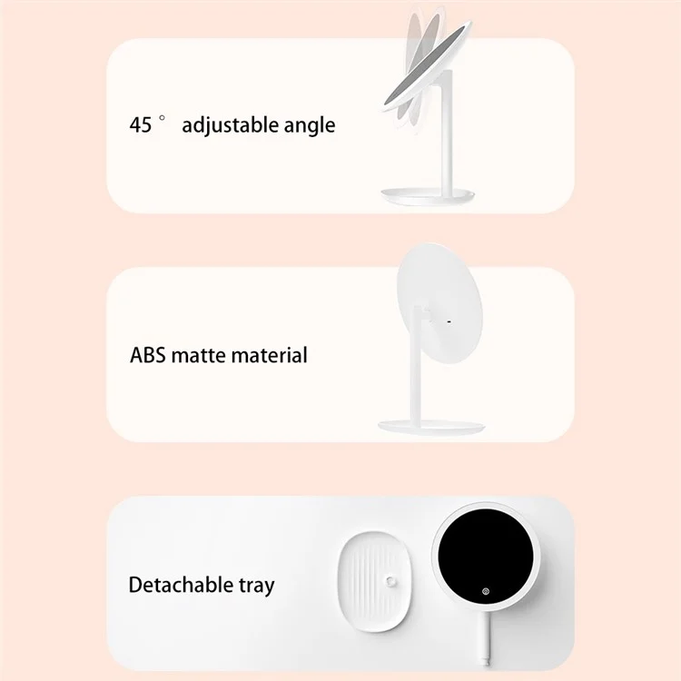 XIAOMIYOUPIN JORDAN&JUDY NV543 Miroir de Maquillage HD de 8 pouces avec Éclairage LED Rempli de 3 Couleurs et Variateur - Blanc