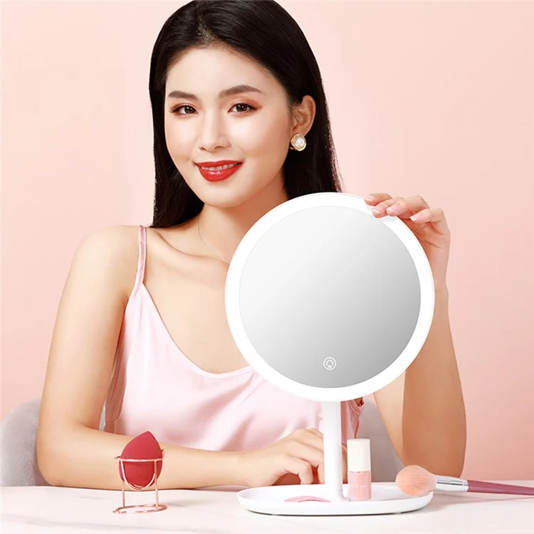XIAOMIYOUPIN JORDAN&JUDY NV543 Miroir de Maquillage HD de 8 pouces avec Éclairage LED Rempli de 3 Couleurs et Variateur - Blanc