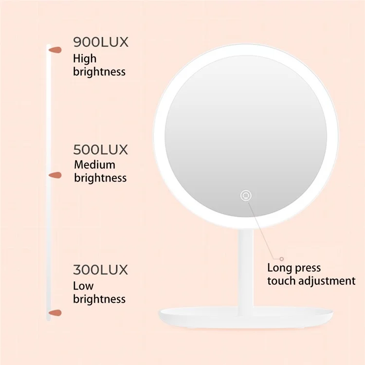 XIAOMIYOUPIN JORDAN&JUDY NV543 Miroir de Maquillage HD de 8 pouces avec Éclairage LED Rempli de 3 Couleurs et Variateur - Blanc
