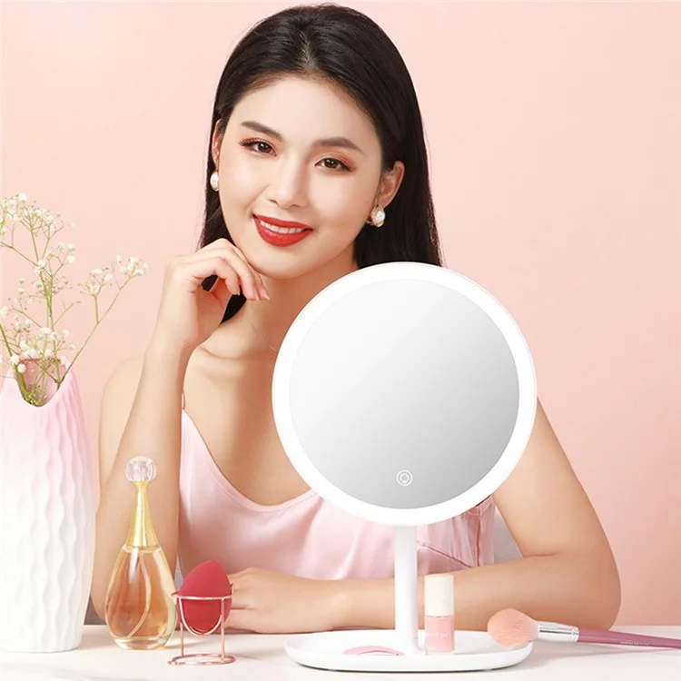 XIAOMIYOUPIN JORDAN&JUDY NV543 Miroir de Maquillage HD de 8 pouces avec Éclairage LED Rempli de 3 Couleurs et Variateur - Blanc