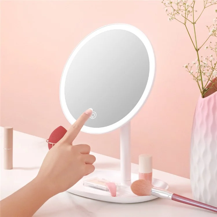 XIAOMIYOUPIN JORDAN&JUDY NV543 Miroir de Maquillage HD de 8 pouces avec Éclairage LED Rempli de 3 Couleurs et Variateur - Blanc