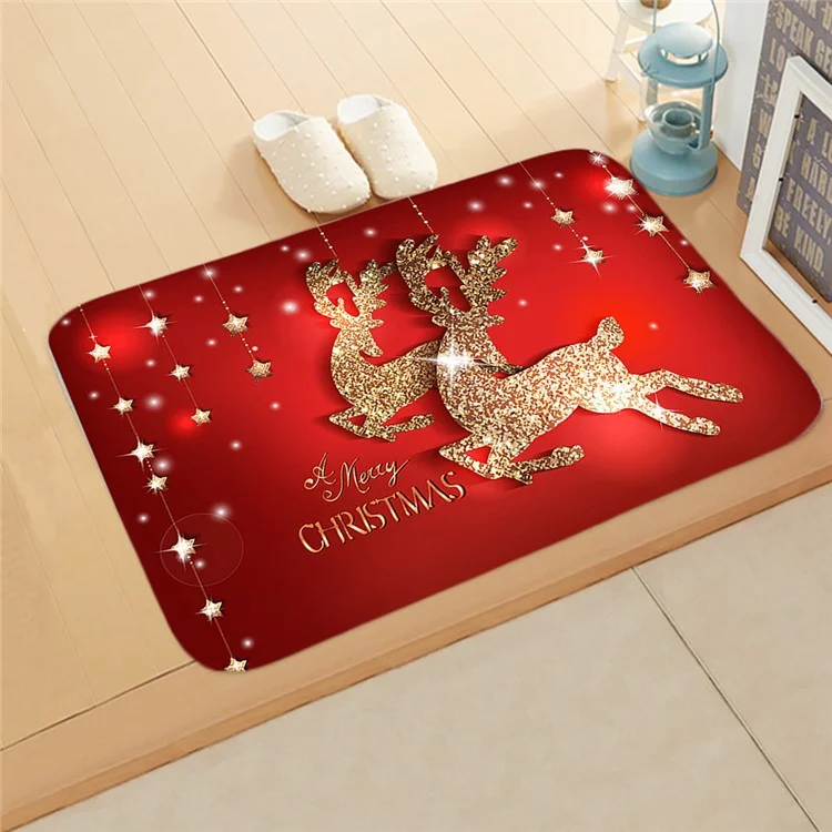 Tapis de bain style Noël en flanelle 40x60cm, absorbant et antidérapant pour la maison - Style 9