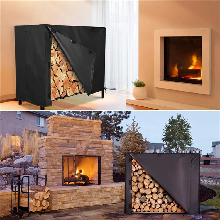 122x61x107CM Firewood Log Rack Cover Waterproof 420D PU Oxford Cloth Firewood Holder Cover for Fireplace