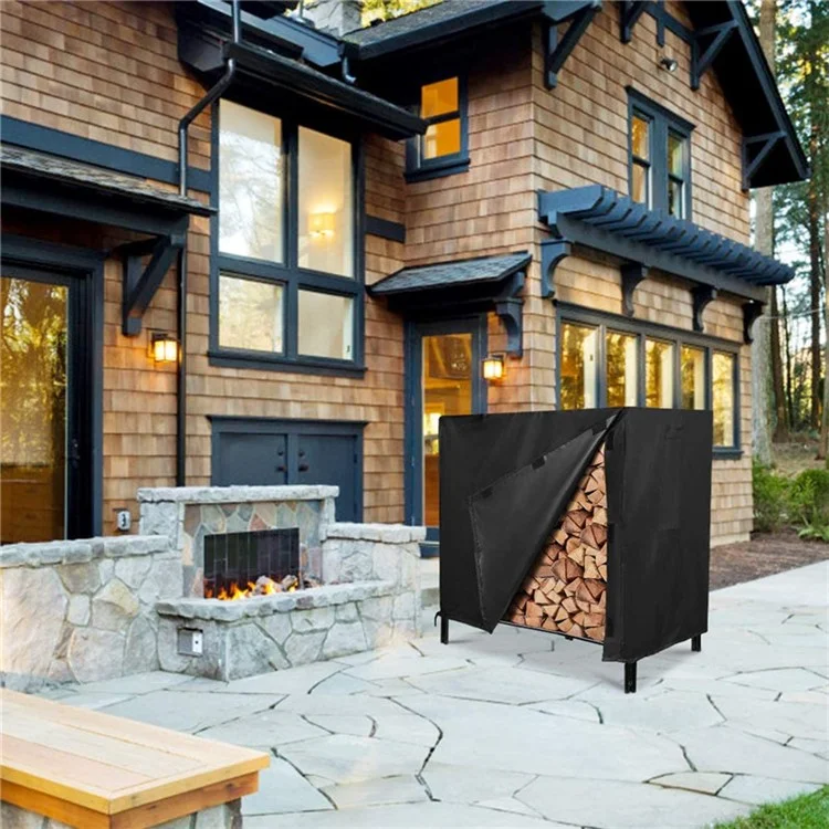 122x61x107CM Firewood Log Rack Cover Waterproof 420D PU Oxford Cloth Firewood Holder Cover for Fireplace