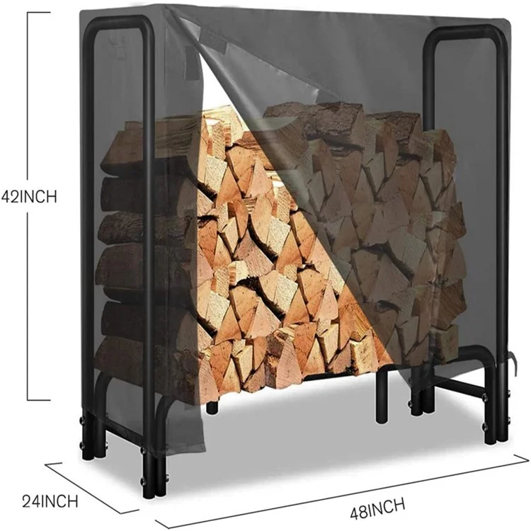 122x61x107CM Firewood Log Rack Cover Waterproof 420D PU Oxford Cloth Firewood Holder Cover for Fireplace