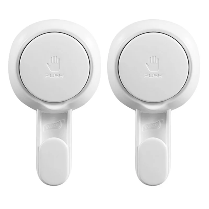 TAILI AW553 2Pcs Punch-free Vacuum Suction Cup Wall Door Hook Bag Towel Hanging ABS Hook - Wide Hook