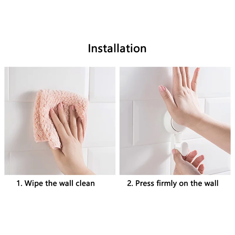 TAILI AW553 2Pcs Punch-free Vacuum Suction Cup Wall Door Hook Bag Towel Hanging ABS Hook - Wide Hook