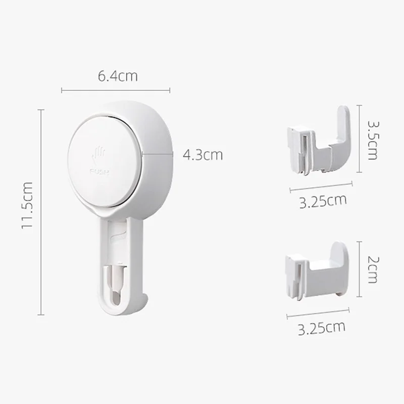 TAILI AW553 2Pcs Punch-free Vacuum Suction Cup Wall Door Hook Bag Towel Hanging ABS Hook - Wide Hook