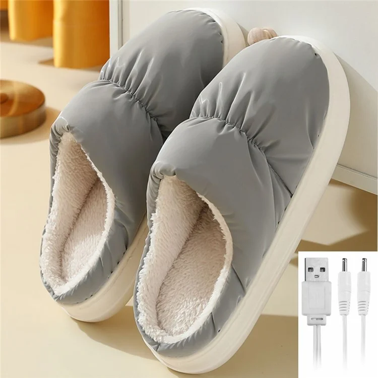 1 Pair Electric USB Heating Slippers Foot Warmer Winter Warm Slippers Shoes - Pink