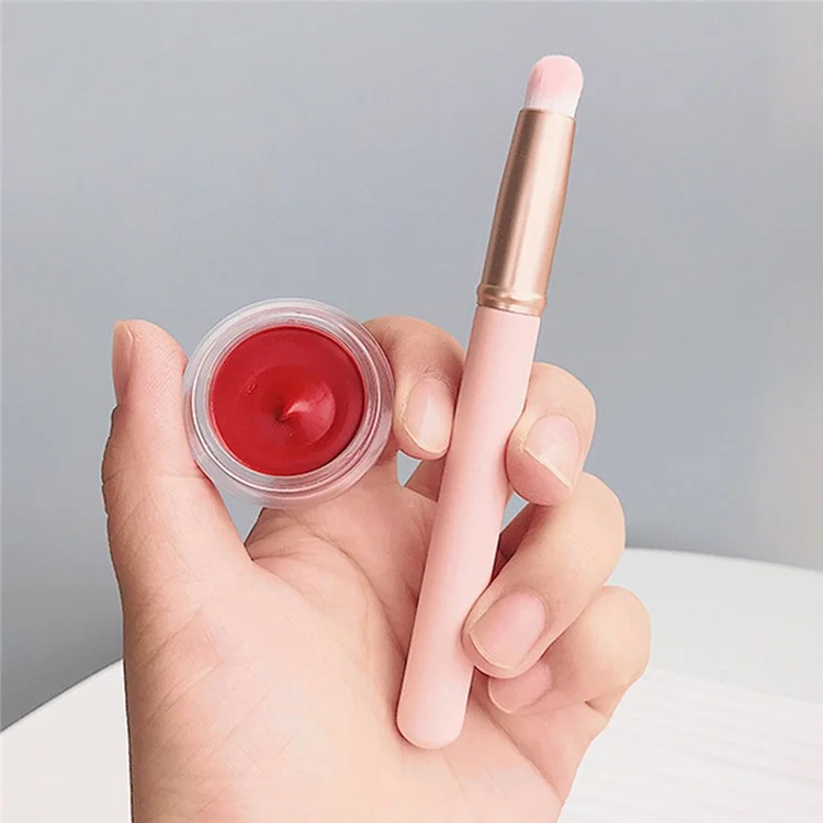 Mini Szie Soft Fiber Lip Brush Lipstick Applicator Smudge Brush Reusable Lip Makeup Tool - Pink