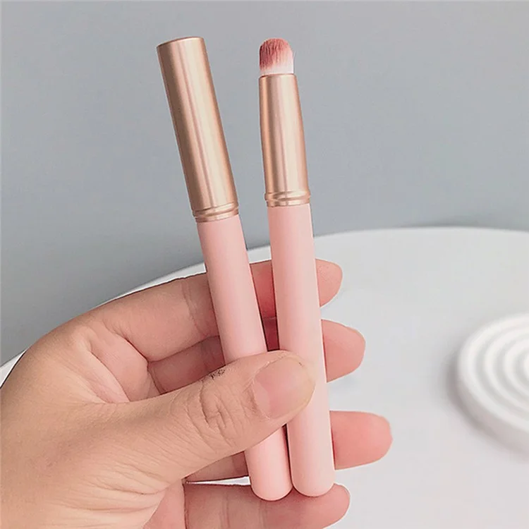 Mini Szie Soft Fiber Lip Brush Lipstick Applicator Smudge Brush Reusable Lip Makeup Tool - Pink