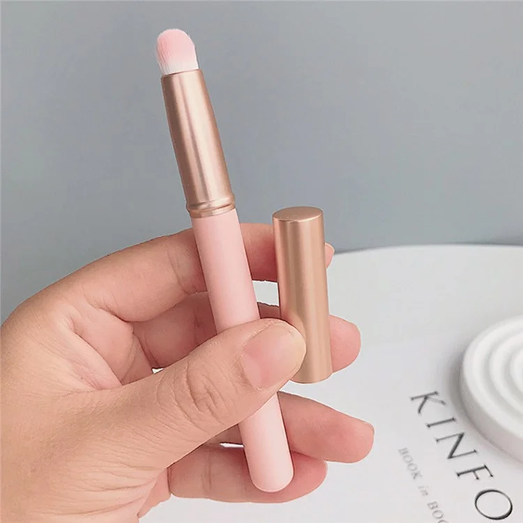 Mini Szie Soft Fiber Lip Brush Lipstick Applicator Smudge Brush Reusable Lip Makeup Tool - Pink