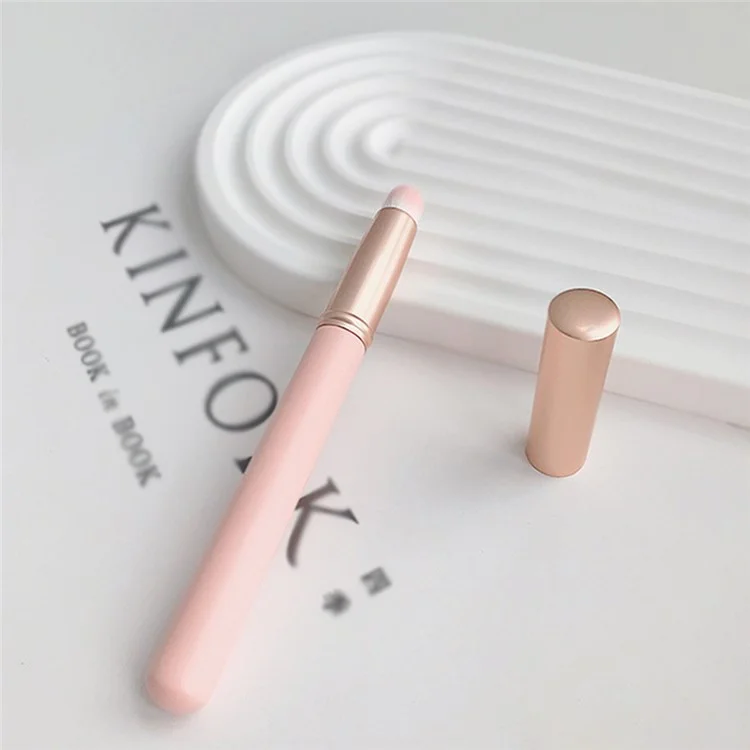 Mini Szie Soft Fiber Lip Brush Lipstick Applicator Smudge Brush Reusable Lip Makeup Tool - Pink