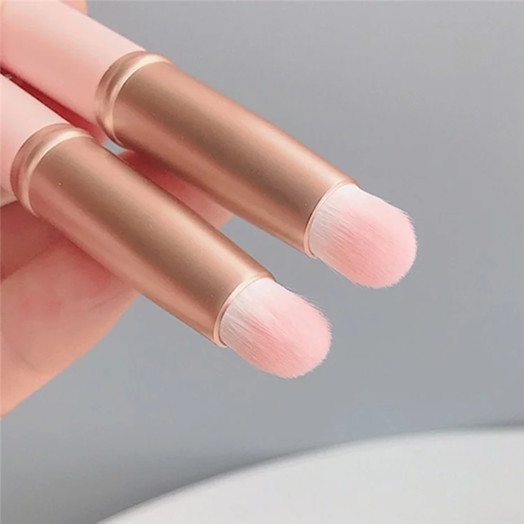 Mini Szie Soft Fiber Lip Brush Lipstick Applicator Smudge Brush Reusable Lip Makeup Tool - Pink