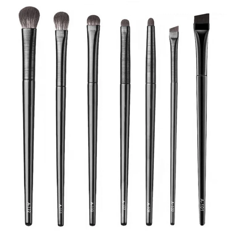 7Pcs / Set Eyeshadow Brush Set Soft Fiber Eye Makeup Brushes for Eyebrow, Eyeliner, Concealer Blending - 6 Brushes+1 Angled Brush