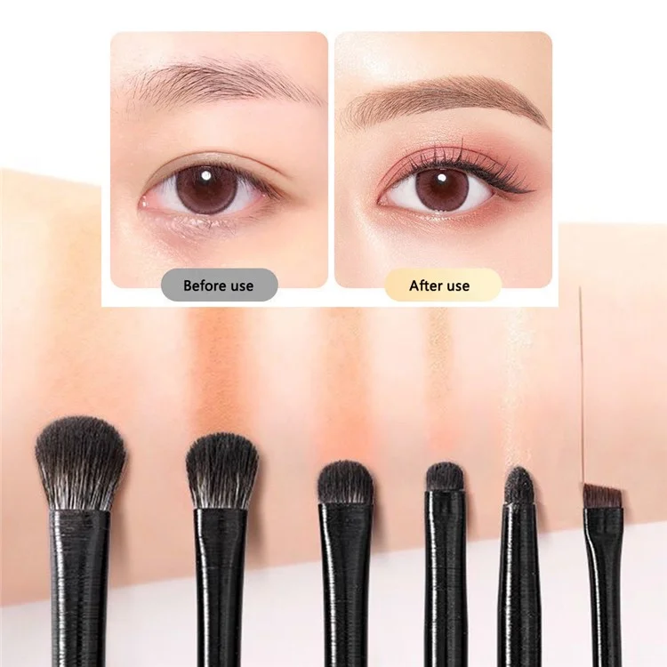 7Pcs / Set Eyeshadow Brush Set Soft Fiber Eye Makeup Brushes for Eyebrow, Eyeliner, Concealer Blending - 6 Brushes+1 Angled Brush