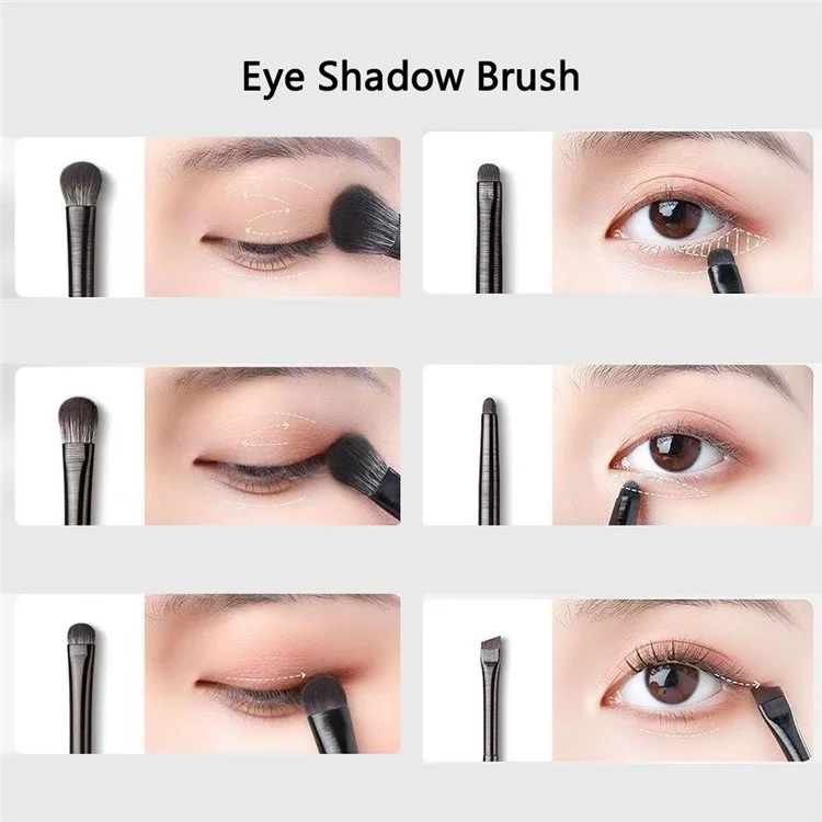 7Pcs / Set Eyeshadow Brush Set Soft Fiber Eye Makeup Brushes for Eyebrow, Eyeliner, Concealer Blending - 6 Brushes+1 Angled Brush