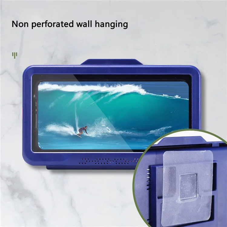 Duschtelefon-Halter, wasserdichte Handyhülle mit Touchscreen, Wandaufhängung, Aufbewahrungsbox - Blau