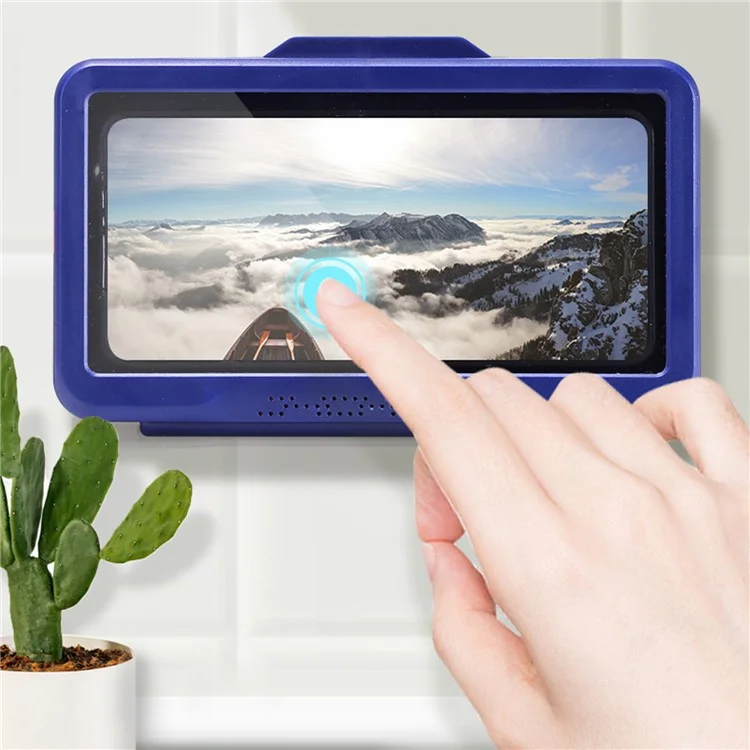 Duschtelefon-Halter, wasserdichte Handyhülle mit Touchscreen, Wandaufhängung, Aufbewahrungsbox - Blau