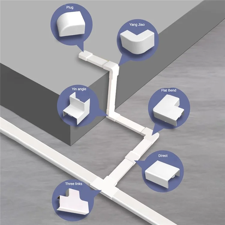 10Pcs / Set Wire Covers Connector Wall Mount TV Cable Cover Adapter Flame Retardant PVC Cable Hider Connector - End Cap