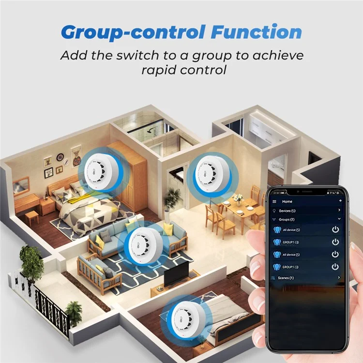 228WT-W 2-in-1 WiFi Smoke Detector with Temperature & Humidity Sensor Support Sound Alarm / Voice Control