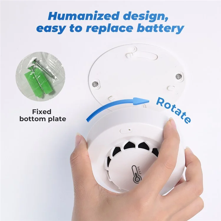 228WT-W 2-in-1 WiFi Smoke Detector with Temperature & Humidity Sensor Support Sound Alarm / Voice Control
