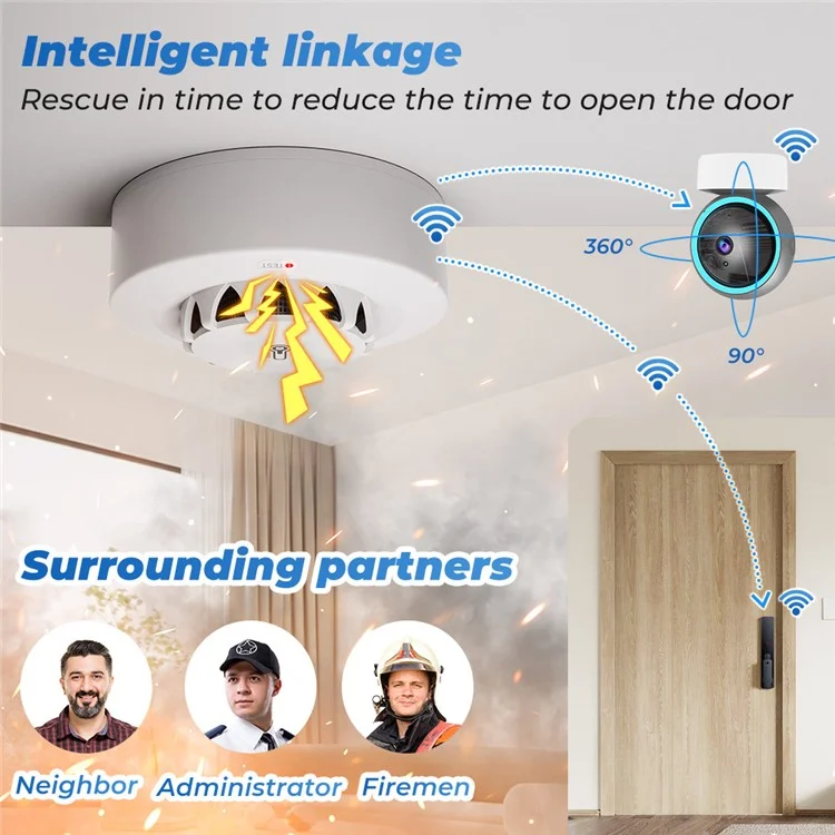 228WT-W 2-in-1 WiFi Smoke Detector with Temperature & Humidity Sensor Support Sound Alarm / Voice Control
