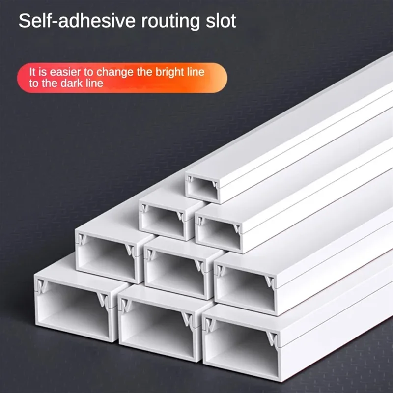 25Pcs PVC Trunking Cable Raceway Self-Adhesive Wire Hider Cord Cover - 100x2.4x1.4cm