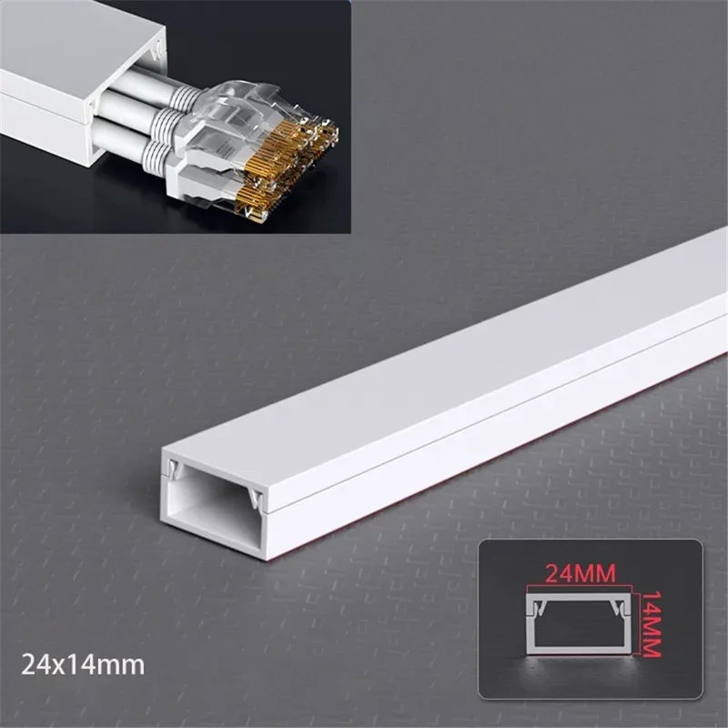 25Pcs PVC Trunking Cable Raceway Self-Adhesive Wire Hider Cord Cover - 100x2.4x1.4cm