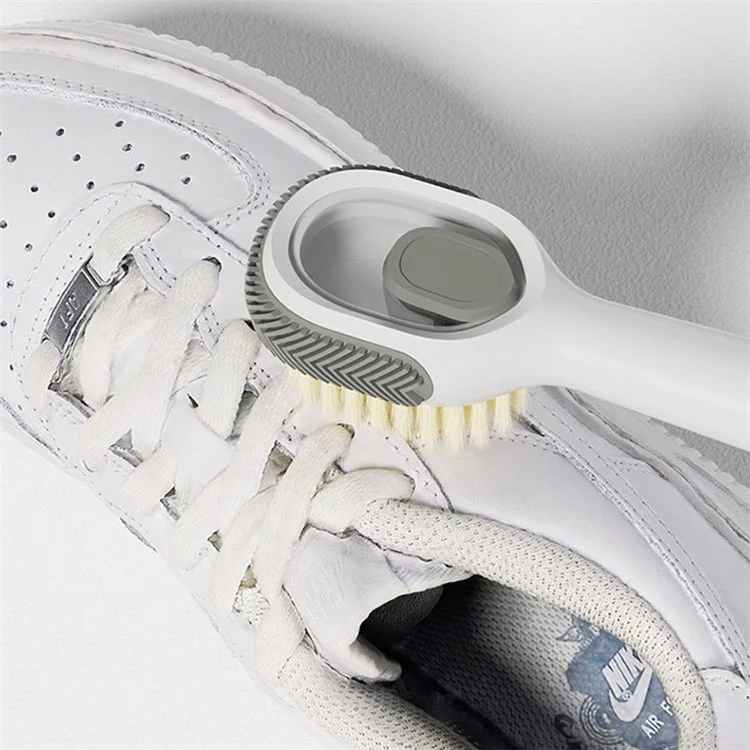 Spazzola per scarpe a setole morbide con manico lungo, strumento di pulizia domestica - Bianco Grigio