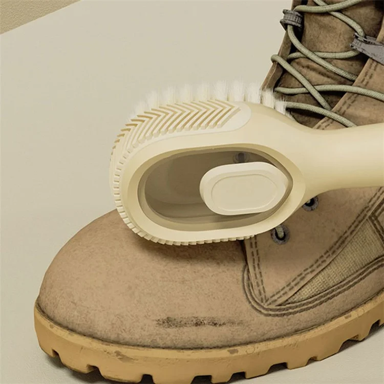 Spazzola per scarpe a setole morbide con manico lungo, strumento di pulizia domestica - Bianco Grigio