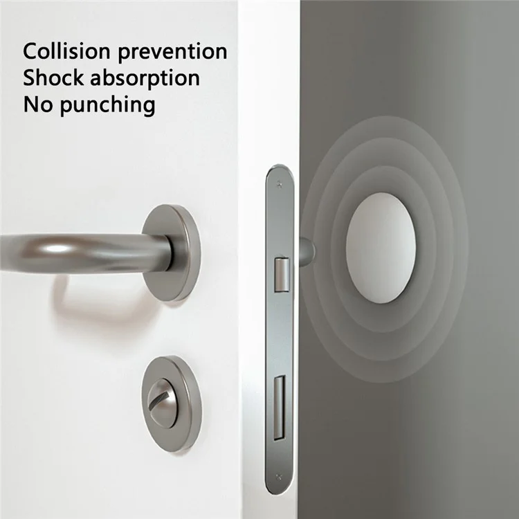 Tope de puerta autoadhesivo de silicona, amortiguador de manija de puerta, silencioso, anticolisión, protector de pared - 5 cm de diámetro, negro