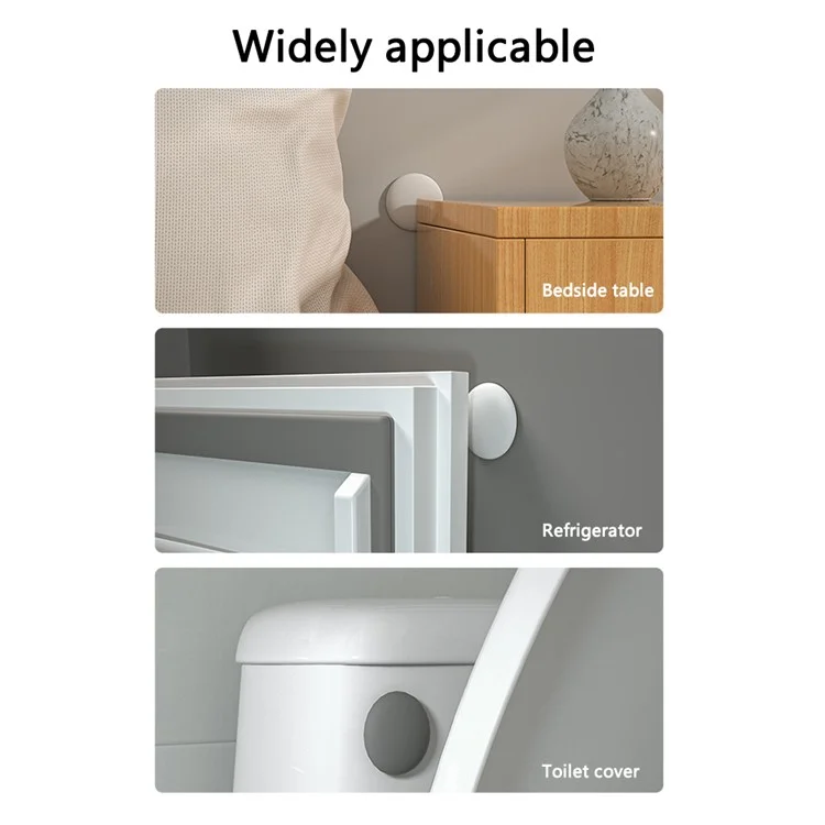 Tope de puerta autoadhesivo de silicona, amortiguador de manija de puerta, silencioso, anticolisión, protector de pared - 5 cm de diámetro, negro