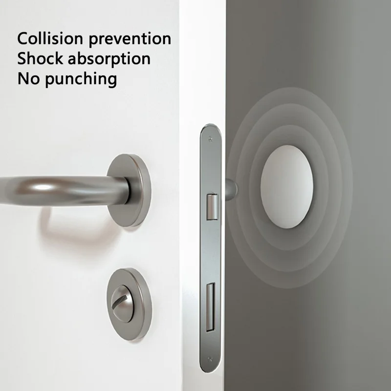 Door Stopper Self-adhesive Silicone Door Handle Bumper Mute Anti-collision Wall Protection Pad - 5cm Round White