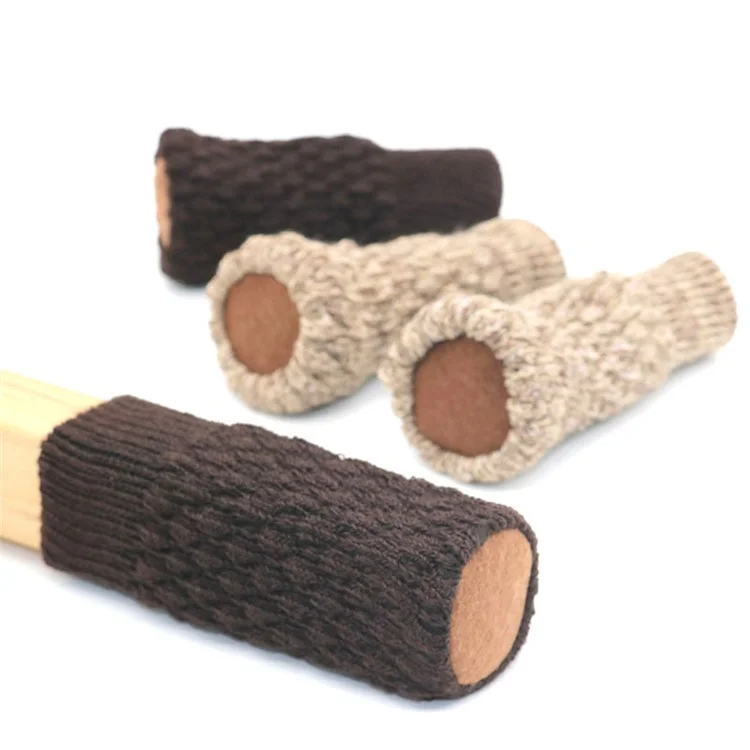 MLB1007 Anti-slip Knitted Chair Leg Socks Moving Noise Reduction Floor Protector Cover - Brown