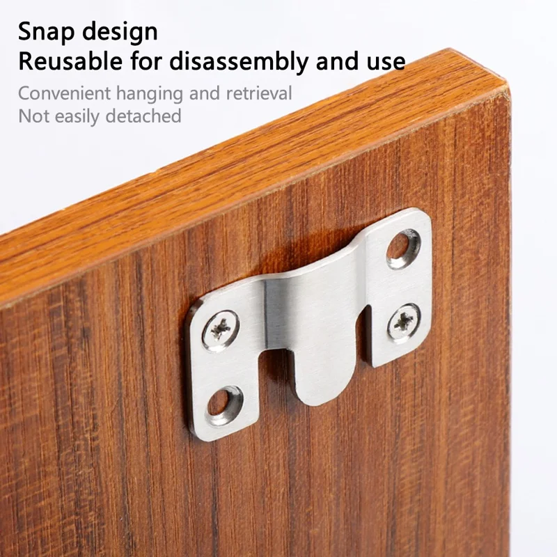 1 Coppia Dimensione L Cornice Foto Interlocking Fibbia Appendere Acciaio Inossidabile Connettore Mobili Gancio - Nero