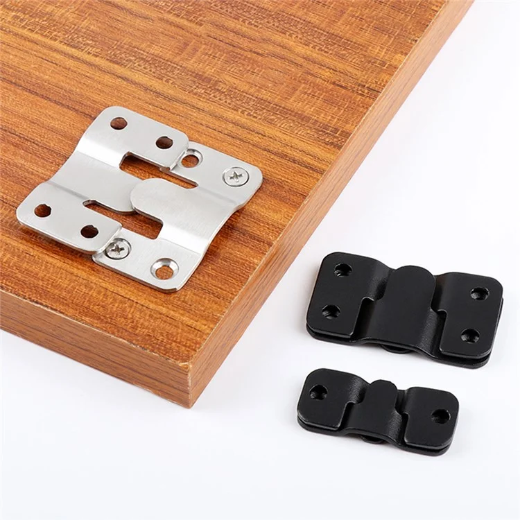 1 Coppia Dimensione L Cornice Foto Interlocking Fibbia Appendere Acciaio Inossidabile Connettore Mobili Gancio - Nero