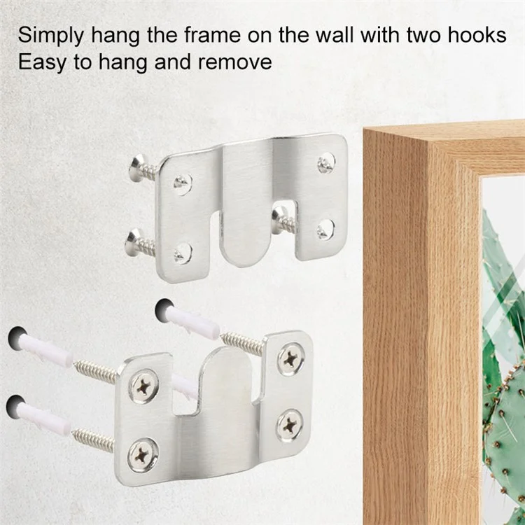 5 Pairs Stainless Steel Interlock Hanging Buckle Flush Mount Bracket Furniture Connector Wall Picture Frame Hanger, Size L - Brushed