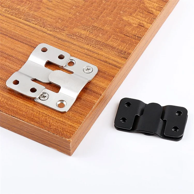 5 Pairs Stainless Steel Interlock Hanging Buckle Flush Mount Bracket Furniture Connector Wall Picture Frame Hanger, Size L - Brushed