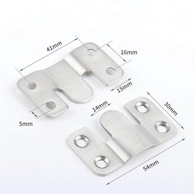 5 Pairs Stainless Steel Interlock Hanging Buckle Flush Mount Bracket Furniture Connector Wall Picture Frame Hanger, Size L - Brushed