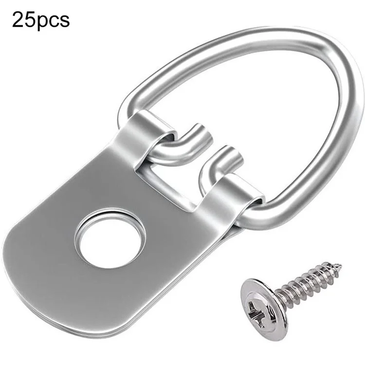 DKDH-2 25Pcs Silver D-Ring Picture Hangers Single Hole Clasps for Artwork Clock Paintings Photos Frame