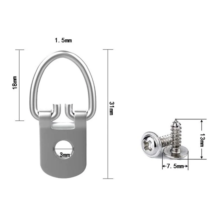 DKDH-2 25Pcs Silver D-Ring Picture Hangers Single Hole Clasps for Artwork Clock Paintings Photos Frame