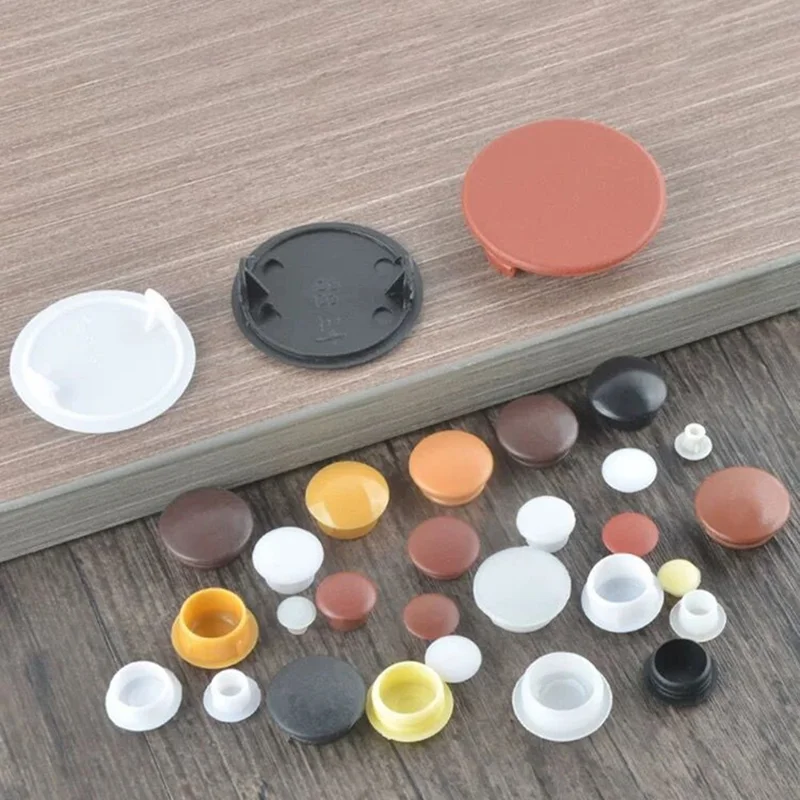 50Pcs / Pack 5mm Drilling Hole Plugs PP Plastic Hole Caps for Kitchen Cupboard Cabinet - Reddish Brown